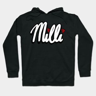 Milli popular girls first name in white. Personalized personalised customised name Milli Hoodie